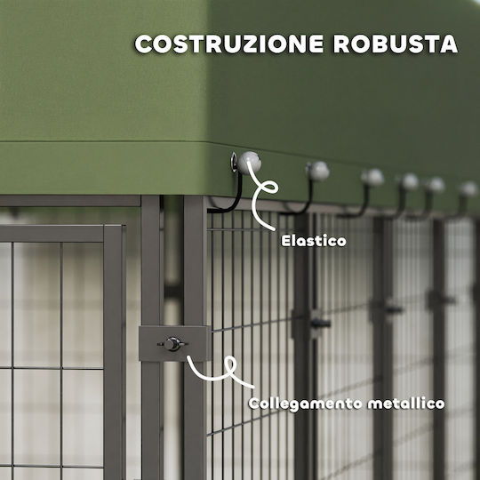 Pawhut Metal Dog House with Door Outdoor Green