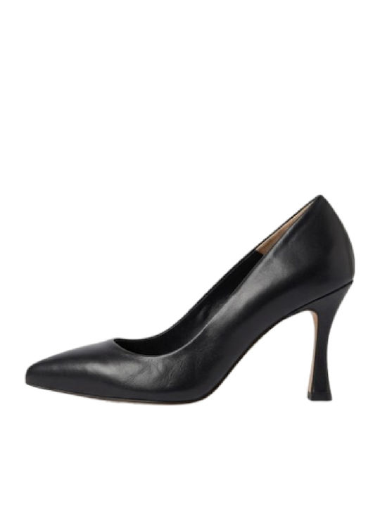 Leder Pumps mit Hohem Absatz Schwarz 20262-MAUVRO