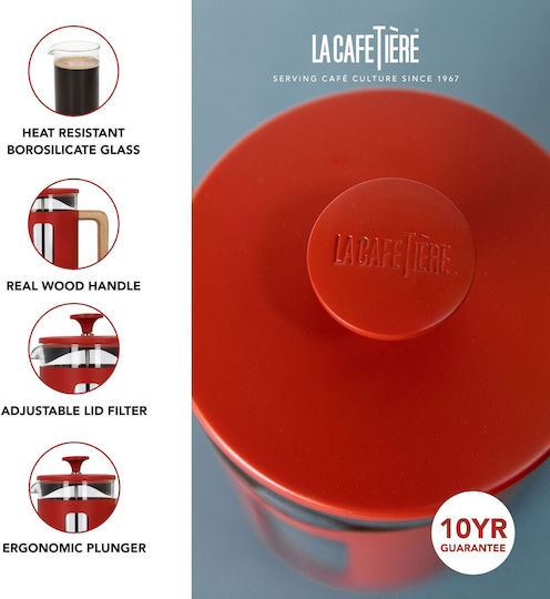 Manual Coffee Maker Made Of Borosilicate Glass 350 Ml Pisa Red La Cafetiere