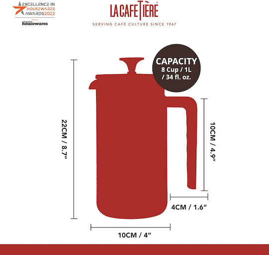 Manual Filter Coffee Maker Made of Borosilicate Glass 1l Pisa Red La Cafetiere