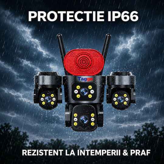 Taggo PRO-Q70 IP Cameră de Supraveghere 4G 15MP Impermeabilă cu Comunicare Bidirecțională și Obiectiv de 1.6mm