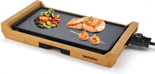 Daewoo Tabletop Electric Smooth Plate Grill 2200W with Adjustable Thermostat 43x23cm