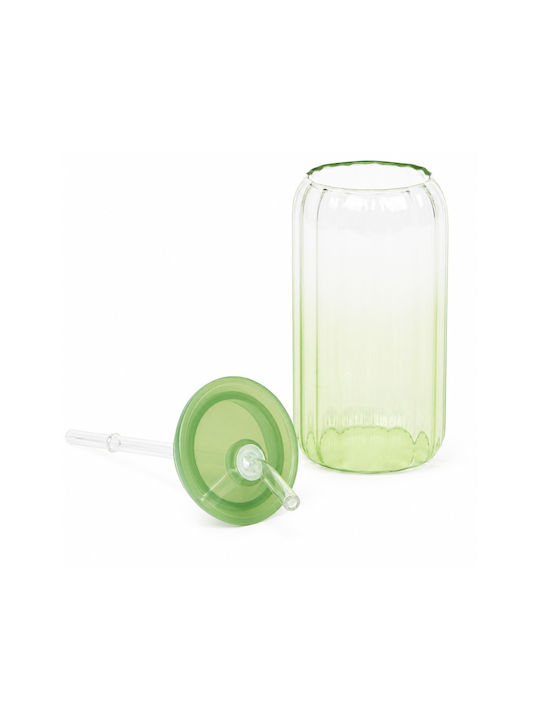 Water Coffee/Freddo Glass in Brown Colour with Straw 530ml