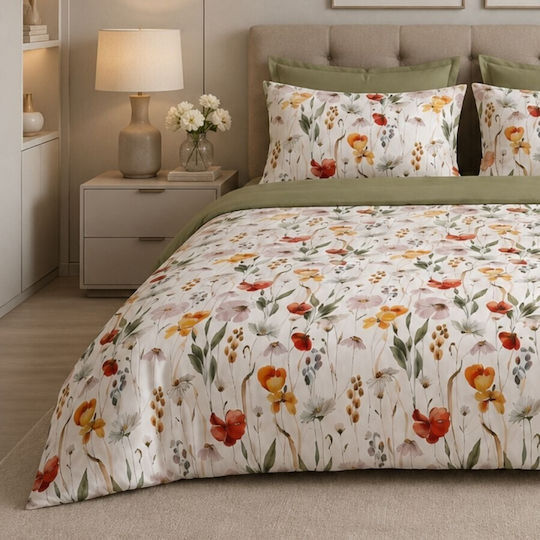 Pucioasa Duvet Cover Set 240x250cm Super King With 2 Pillowcases & 1 Bed Sheet Flori De Primavara