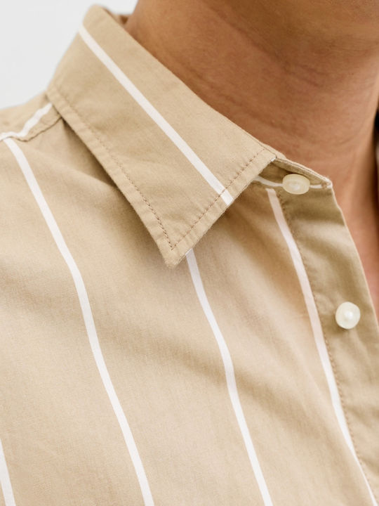 Cămașă Cu Mâneci Scurte Regular Fit Cu Dungi Light Brown