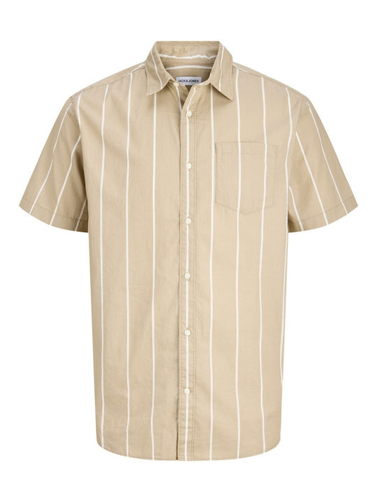 Cămașă Cu Mâneci Scurte Regular Fit Cu Dungi Light Brown