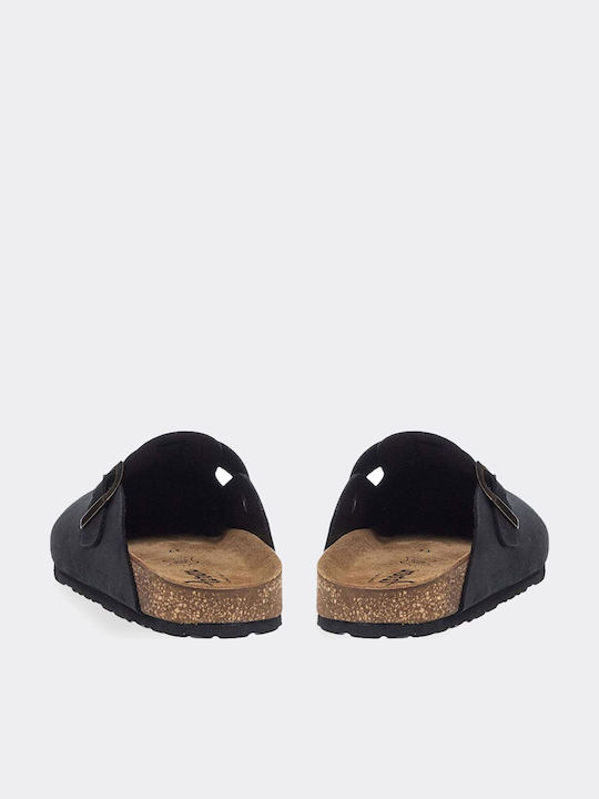 Parex Damen Leder Holzschuhe Schwarz