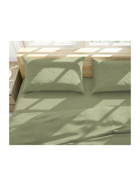 Viopros Basic Single Bed Sheet With Rubber Hugger 100x200+25cm Green