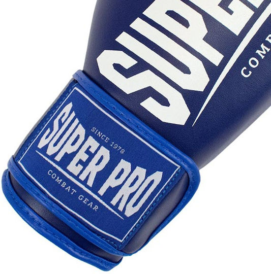 Superpro Boxing Gloves Made Of Synthetic Leather For Competition Blue