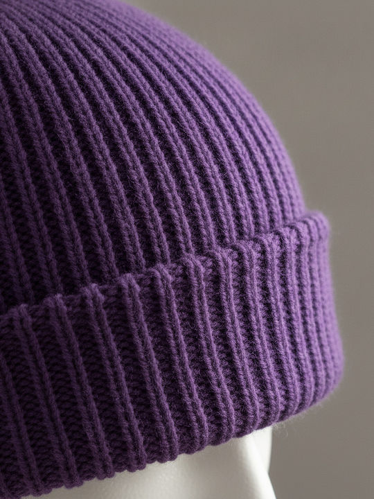 Ribbed Beanie Cap Purple