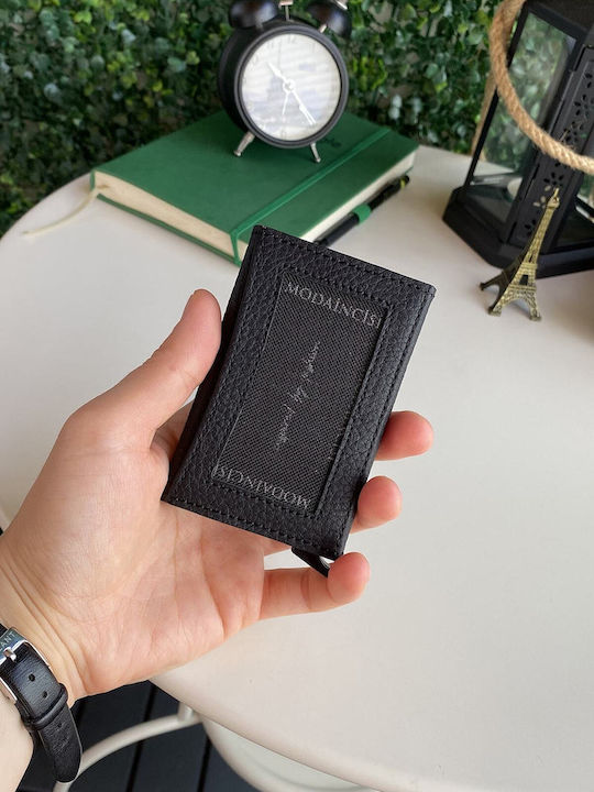 Кожен Мъжки Портфейл за Карти с RFID Черен
