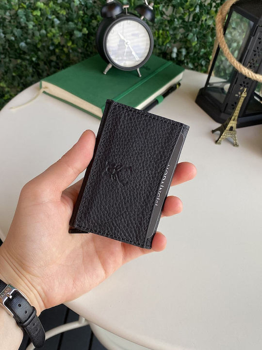 Мъжки Кожен Портфейл за Карти с RFID Черен