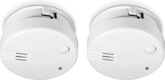 Alecto Pack 2 Compact Mini Smoke Detectors Durable 5-year Battery White