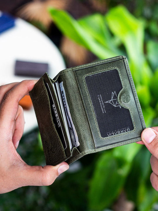 Leather Men's Card Wallet Green