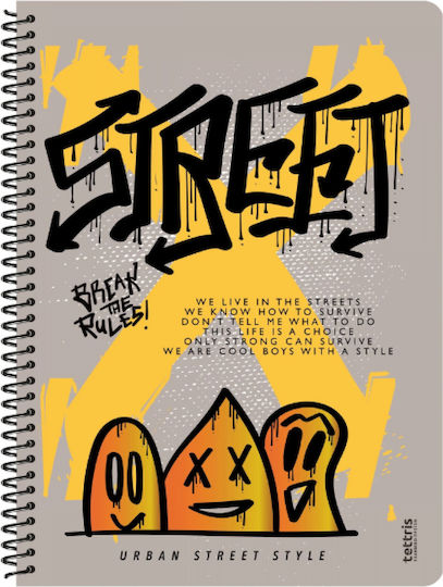 Tettris Spiral Notebook Ruled 60 Sheets 2 Subjects (Miscellaneous Designs) A4-2Θ-213