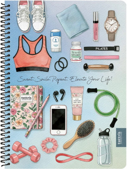 Tettris Spiral Notebook Ruled 60 Sheets 2 Subjects (Miscellaneous Designs) A4-2Θ-206