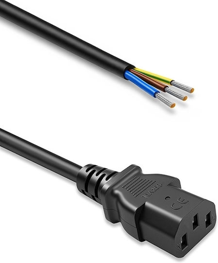 Qoltec Iec C13 Power Cable Stripped Soldered Pure Copper Cu 3x0.75 Mm² 0.5 M