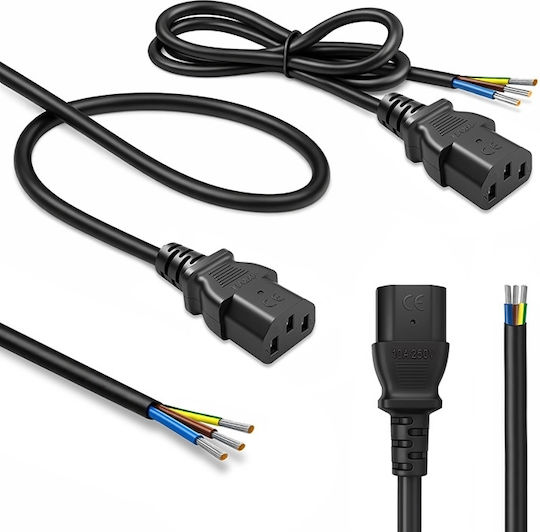 Qoltec Iec C13 Power Cable Stripped Soldered Pure Copper Cu 3x0.75 Mm² 0.5 M