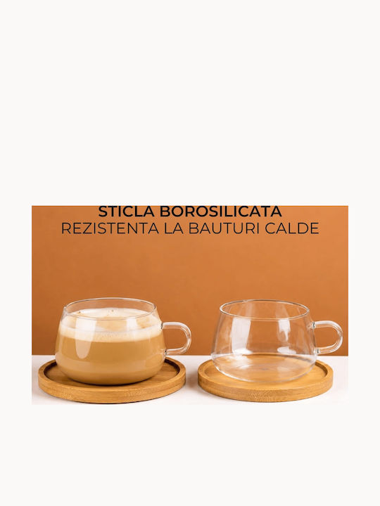 Miamio Set Cesti De Ceai Din Bambus Transparente 280ml 4 Bucăți