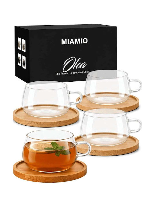 Miamio Set Cesti De Ceai Din Bambus Transparente 280ml 4 Bucăți