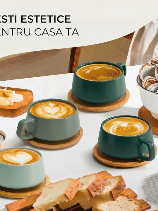 Miamio Set Cesti Cappuccino Din Bambus Verzi 320ml 4 Bucăți