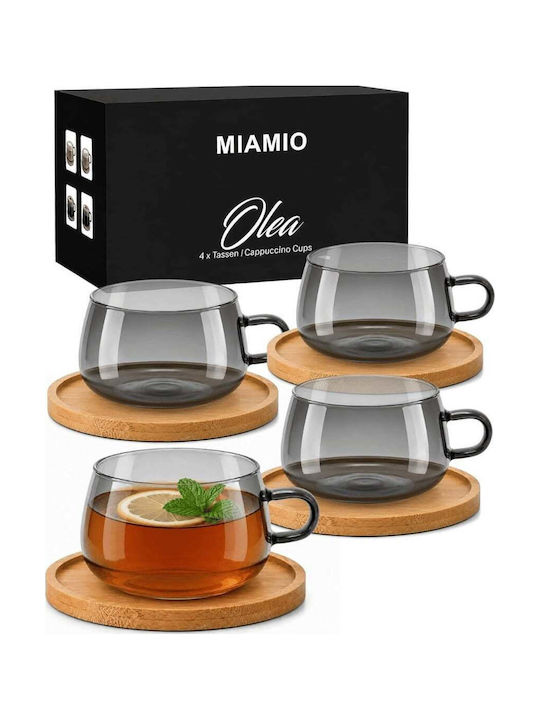 Miamio Set Cesti Ceai Bambus Gri 280ml 4 Bucăți
