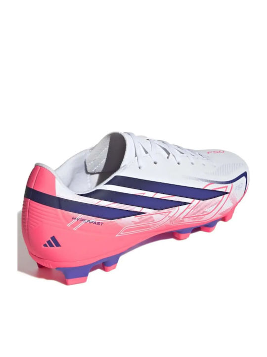 adidas F50 Hyperfast Club FG/MG Football Shoes with Cleats White