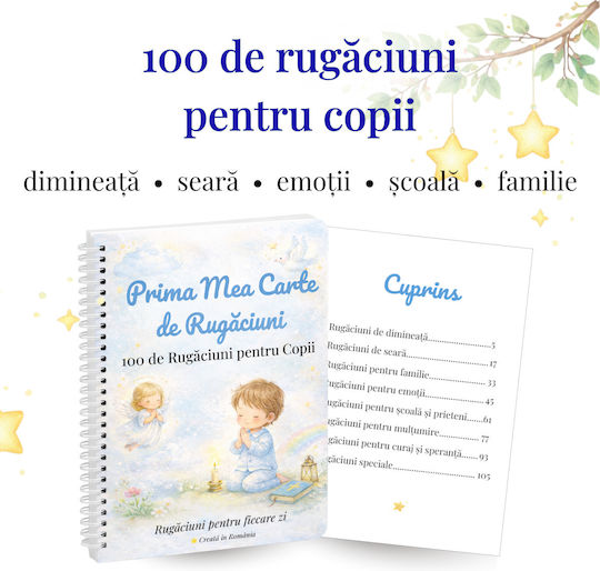 Prima Mea Carte de Rugăciuni pentru Copii Jurnal Spiralat A5 58 Foi Bej