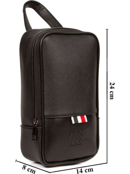 Enpapa Men's Synthetic Leather Handbag Travel Daily Use Cosmetics Black Medium Size 24x14x8 Cm