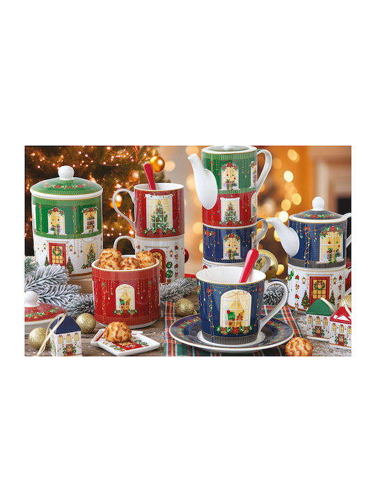 Easylife Festive Avenue Σετ Χριστουγεννιάτικα Ποτήρια Πορσελάνινα Δεντράκια 110ml 4τμχ