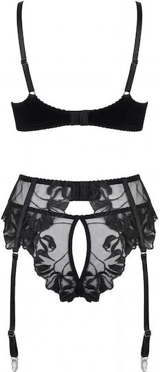Black Lace Lingerie Set 3 Pieces Spalexline Sx1021