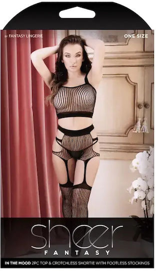 In Mood Sexy Dessous-Set 2 Stücke Crop Top & Crotchless Bodystocking S L