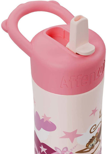Affenzahn Tritan Kids Water Bottle Stainless Steel with Straw Non Spill 430ml