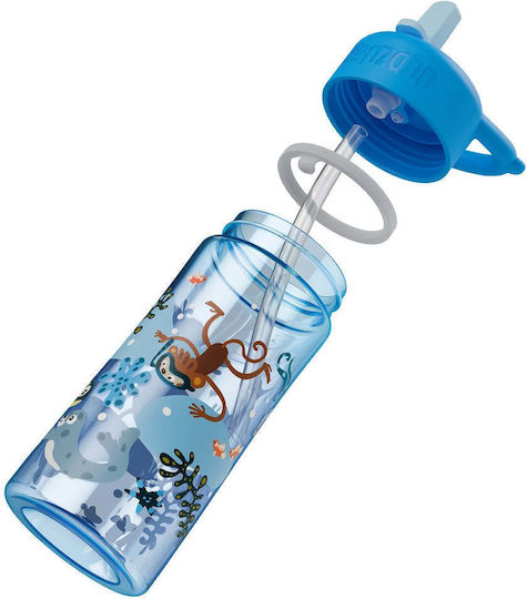 Affenzahn Tritan Kids Water Bottle Plastic with Straw Non Spill Unbelievable Underwater World 430ml