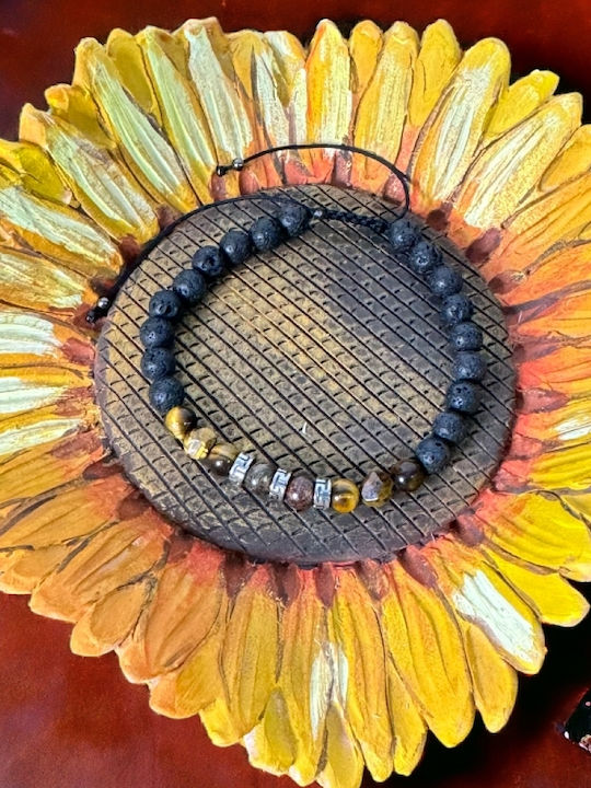 Men's Milo Cord Bracelet Made Bronzite Tiger's Eye Lava Stone Crystals