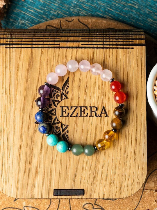 Chakra Bracelet Semi-precious Stones Pink Quartz 8mm Beads Makara