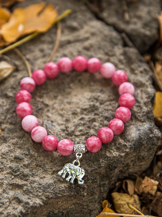 Brățară Paloma Cu Pietre Semiprețioase Rodocrozit Roz Charm Elefant Pentru Femei Mărgele 8mm