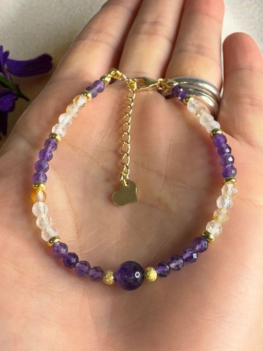 Elegant Adjustable Charlotte Bracelet Made Amethyst Citrine 925 Silver Gold Plated