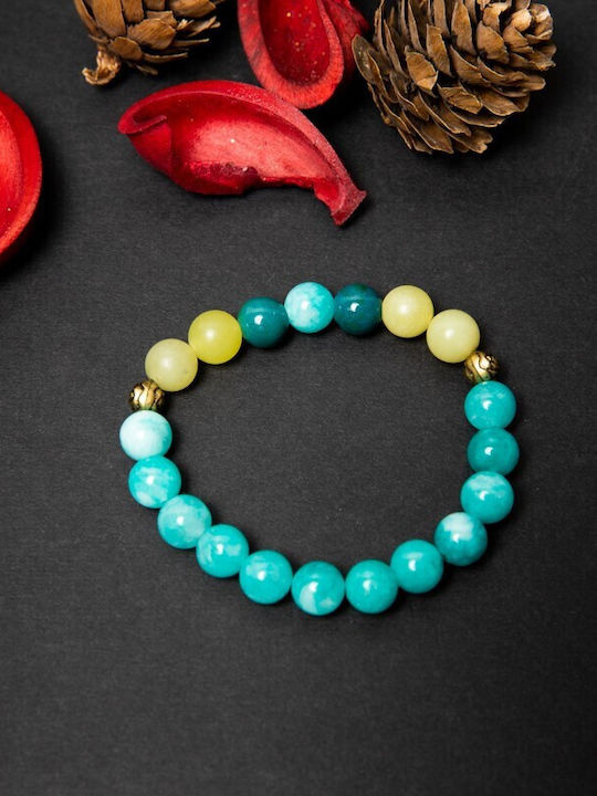 Women's Bracelet Made Natural Amazonite Lemon Jade Phoenix Stone “geetica”