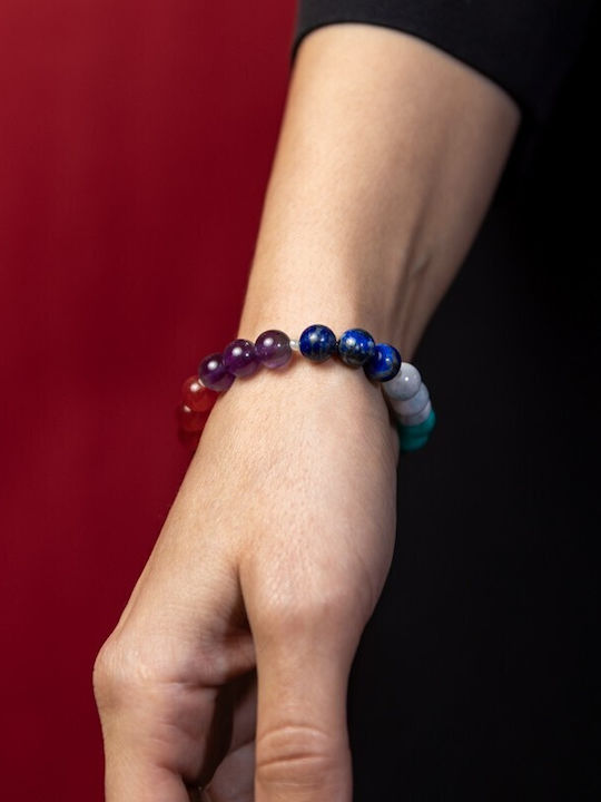 Brățară Nina 7 Chakre Din Ametist Lapis Lazuli Angelit Amazonit Citrin Ochi De Tigru Jad Roșu Cristale