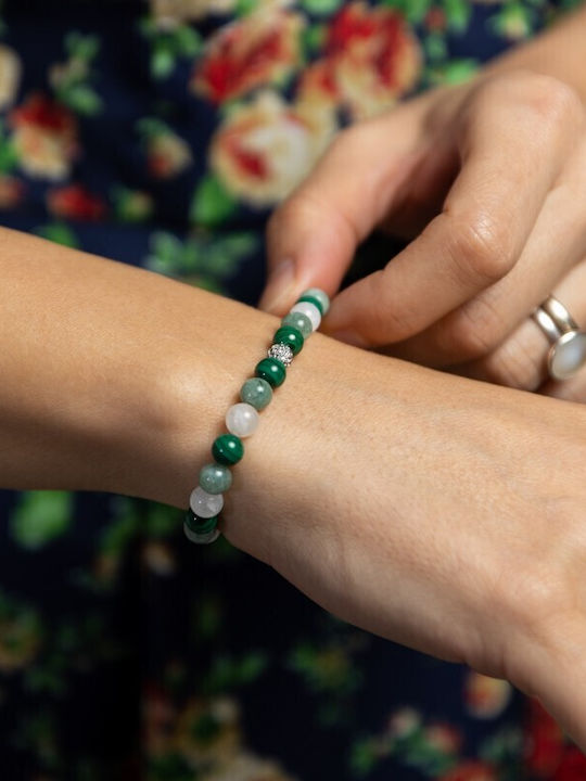 Brățară Elegantă Pentru Fete Mehal Cu Pietre Semiprețioase Malachit Piatra Lunii Jad Verde Mărgele 6mm