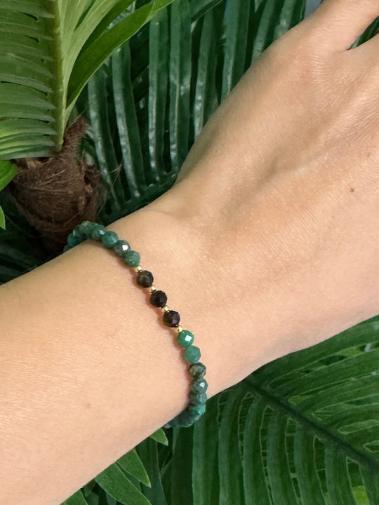 Women's Bracelet Rana Made African Emerald Obsidian Green Jade Gold-plated Silver Women's Bracelet Rana Made African Emerald Obsidian Green Jade Gold-plated Silver
