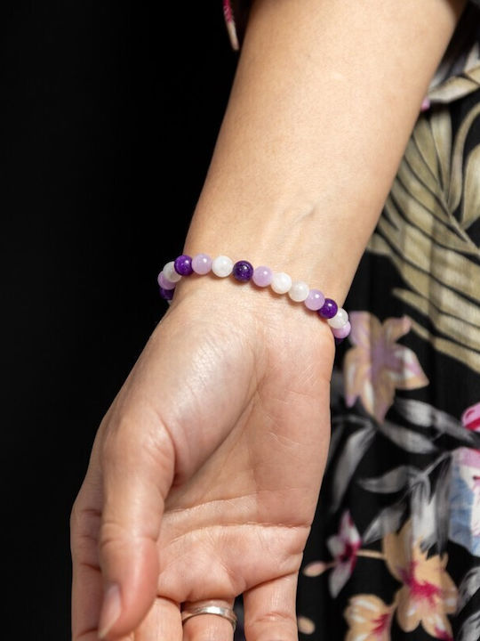 Brățară Din Piatră Naturală Pentru Fete Kelli Cu Piatra Lunii Jad Violet Cristale Mărgele 6mm