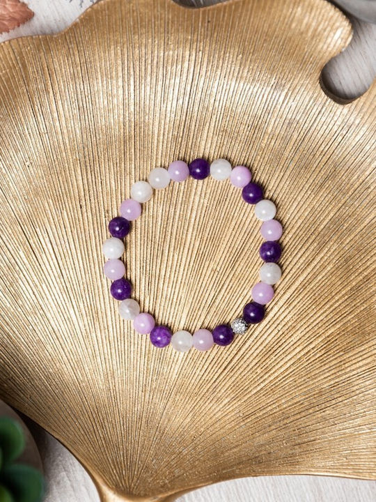 Brățară Din Piatră Naturală Pentru Fete Kelli Cu Piatra Lunii Jad Violet Cristale Mărgele 6mm
