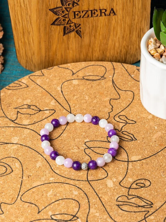 Brățară Din Piatră Naturală Pentru Fete Kelli Cu Piatra Lunii Jad Violet Cristale Mărgele 6mm