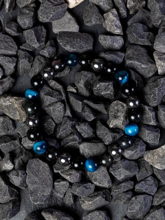 Brățară Pentru Bărbați Ohas Cu Ochi Protector Albastru Regal Piatra Tigru Hematit Obsidian Cristale Mărgele 8mm