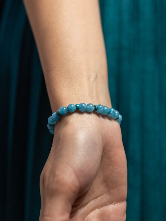 Girls' Bracelet Made Blue Jade Semiprecious Stones Turquoise Spacers Gizel 6mm Beads Girls' Bracelet Made Blue Jade Semiprecious Stones Turquoise Spacers Gizel 6mm Beads