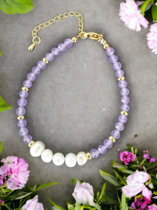 Natya Friendship Bracelet Made Amethyst Crystals Natural Pearls