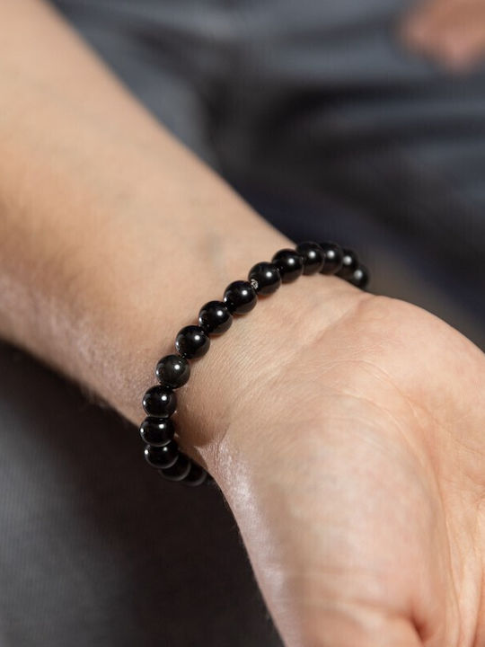 Brățară Handmade Pentru Bărbați Elam Din Ochi Protector Tigru Albastru Regal Obsidian Mărgele 8mm