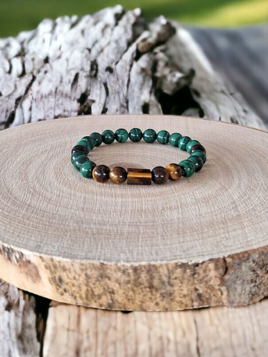 Men's Hajari Bracelet Made Natural Malachite Crystals Tiger's Eye